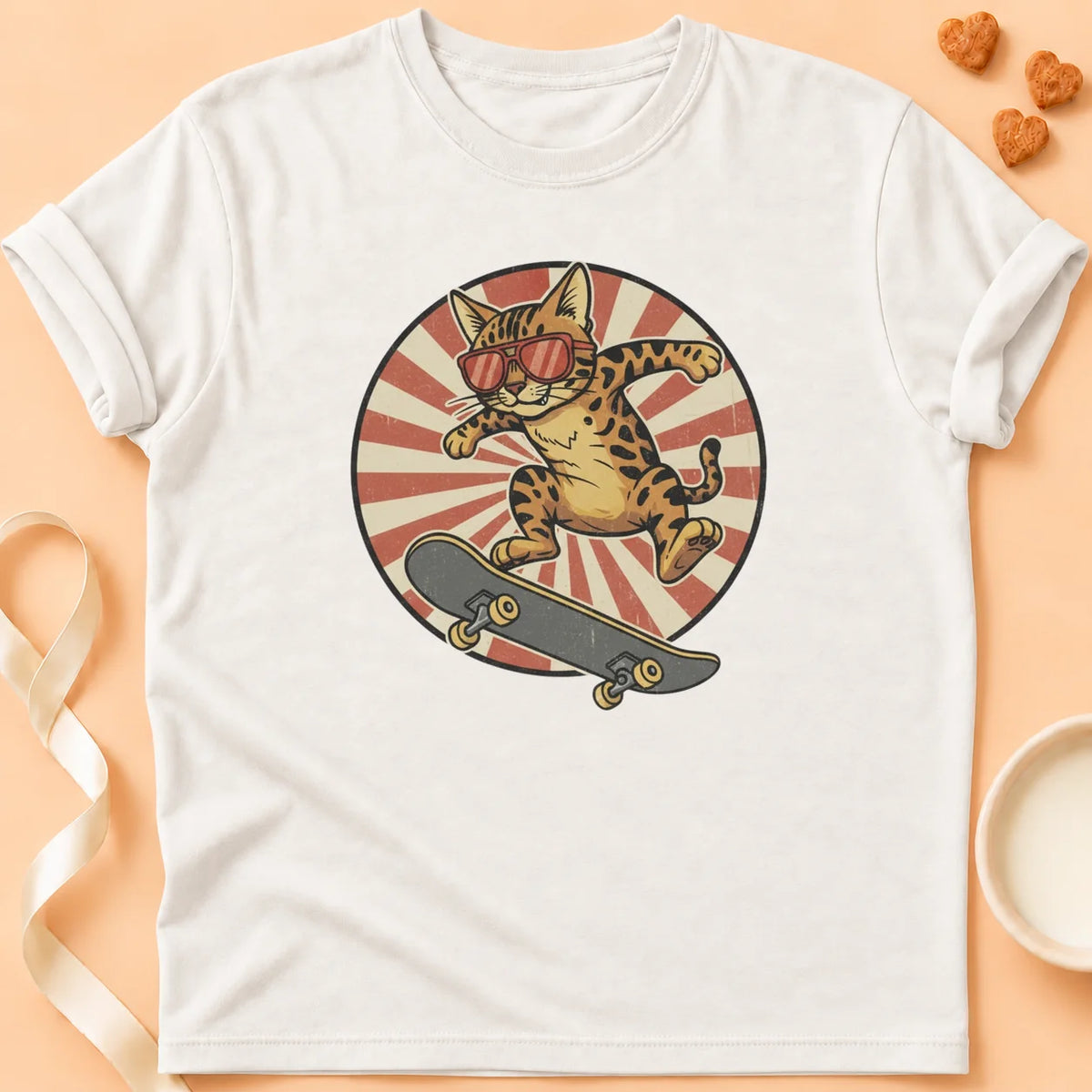 T-shirt chat Patoume – T-Shirt Skate – Blanc