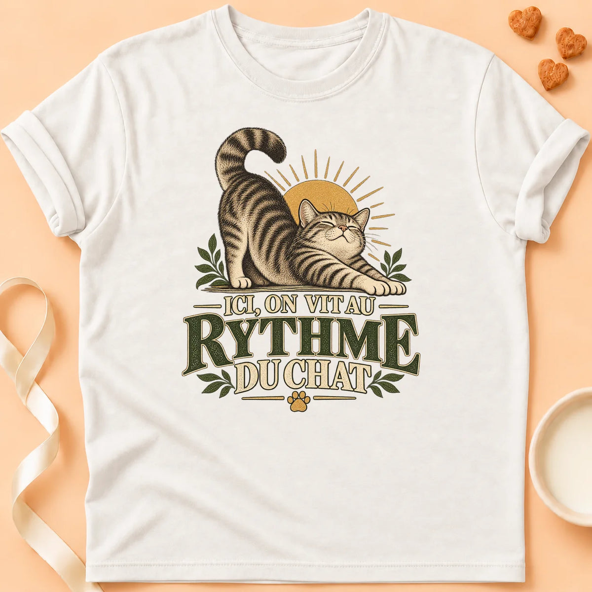 T-shirt chat Patoume – T-shirt Son rythme – Blanc