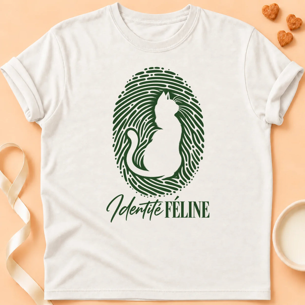 T-shirt chat Patoume – T-shirt Identité féline – Blanc