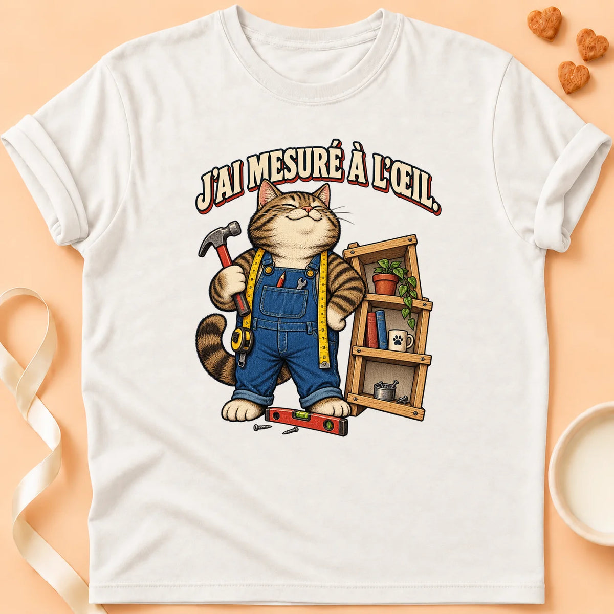 T-shirt chat Patoume – T-shirt Mesure à l'oeil – Blanc
