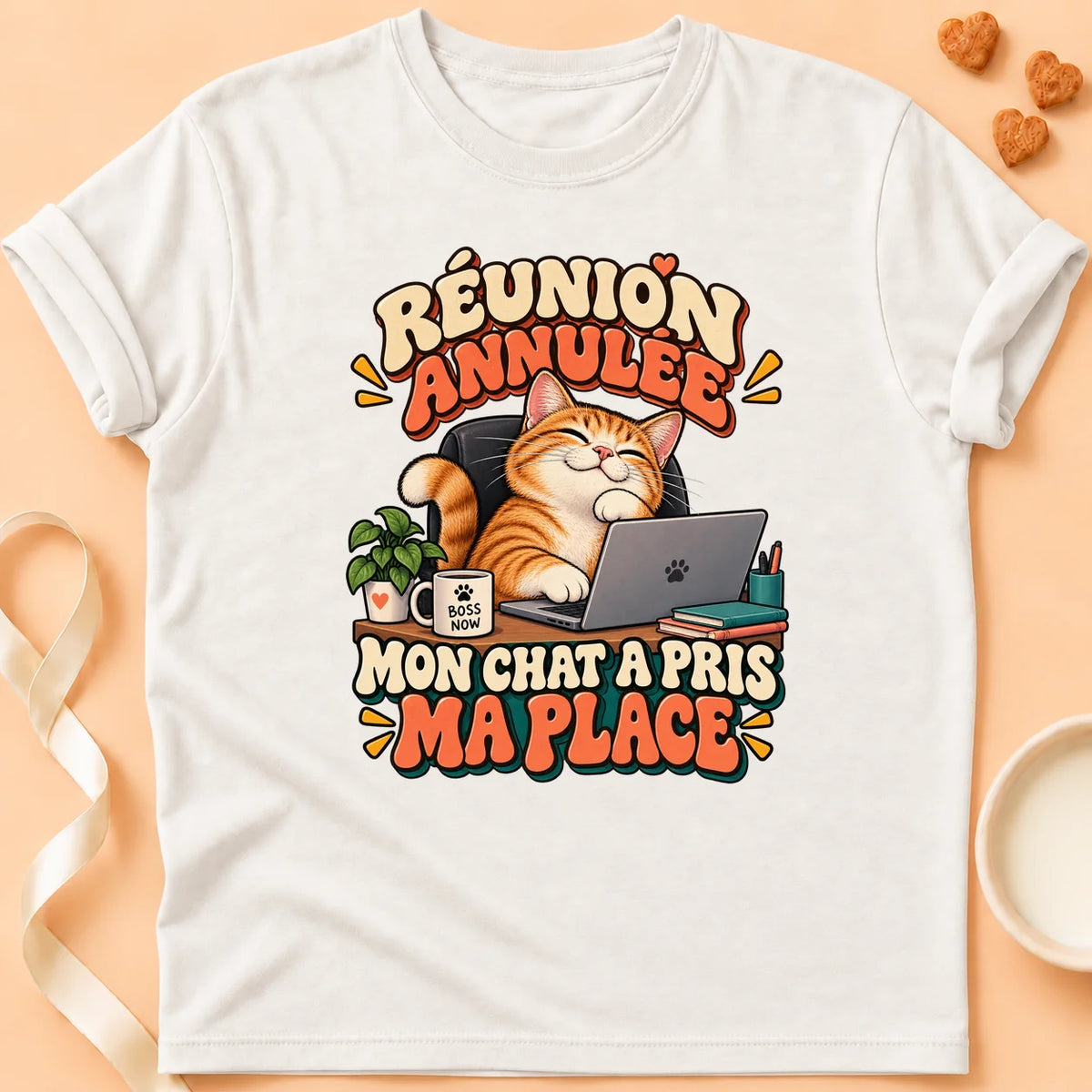 T-shirt chat Patoume – T-shirt Meeting Annulée – Blanc