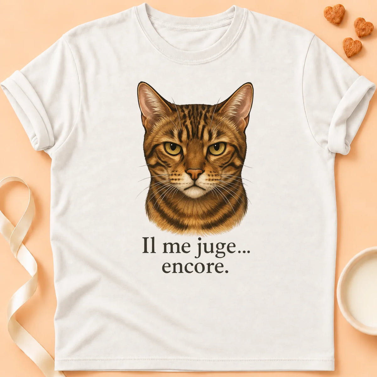 T-shirt chat Patoume – T-Shirt Judge – Blanc