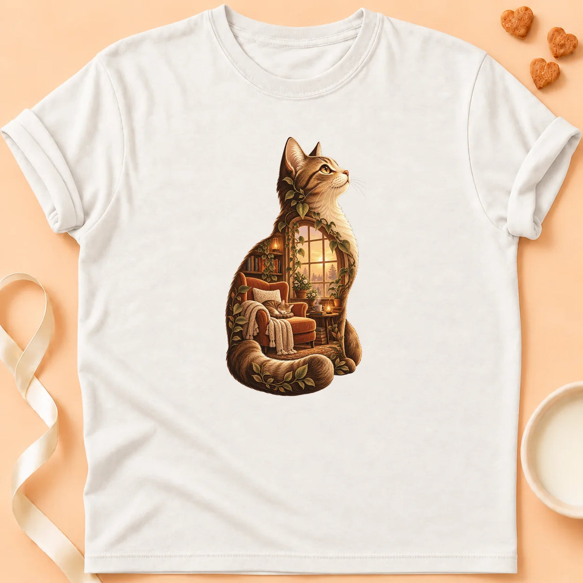 T-shirt chat Patoume – T-shirt Sérénitude – Blanc