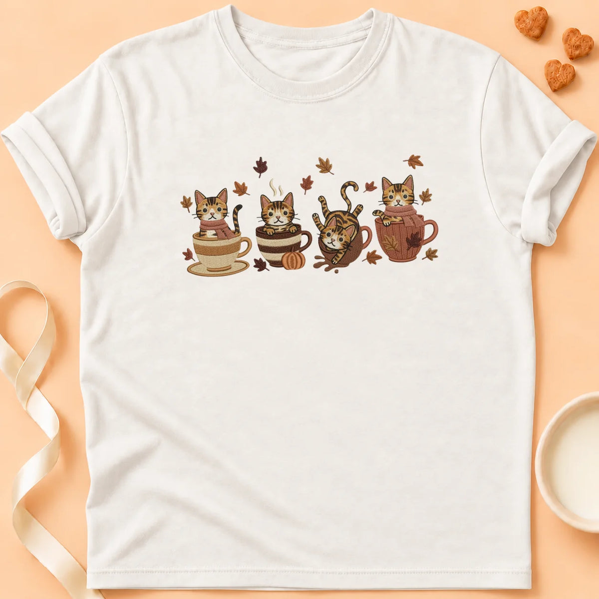 T-shirt chat Patoume – T-Shirt Automne – Blanc