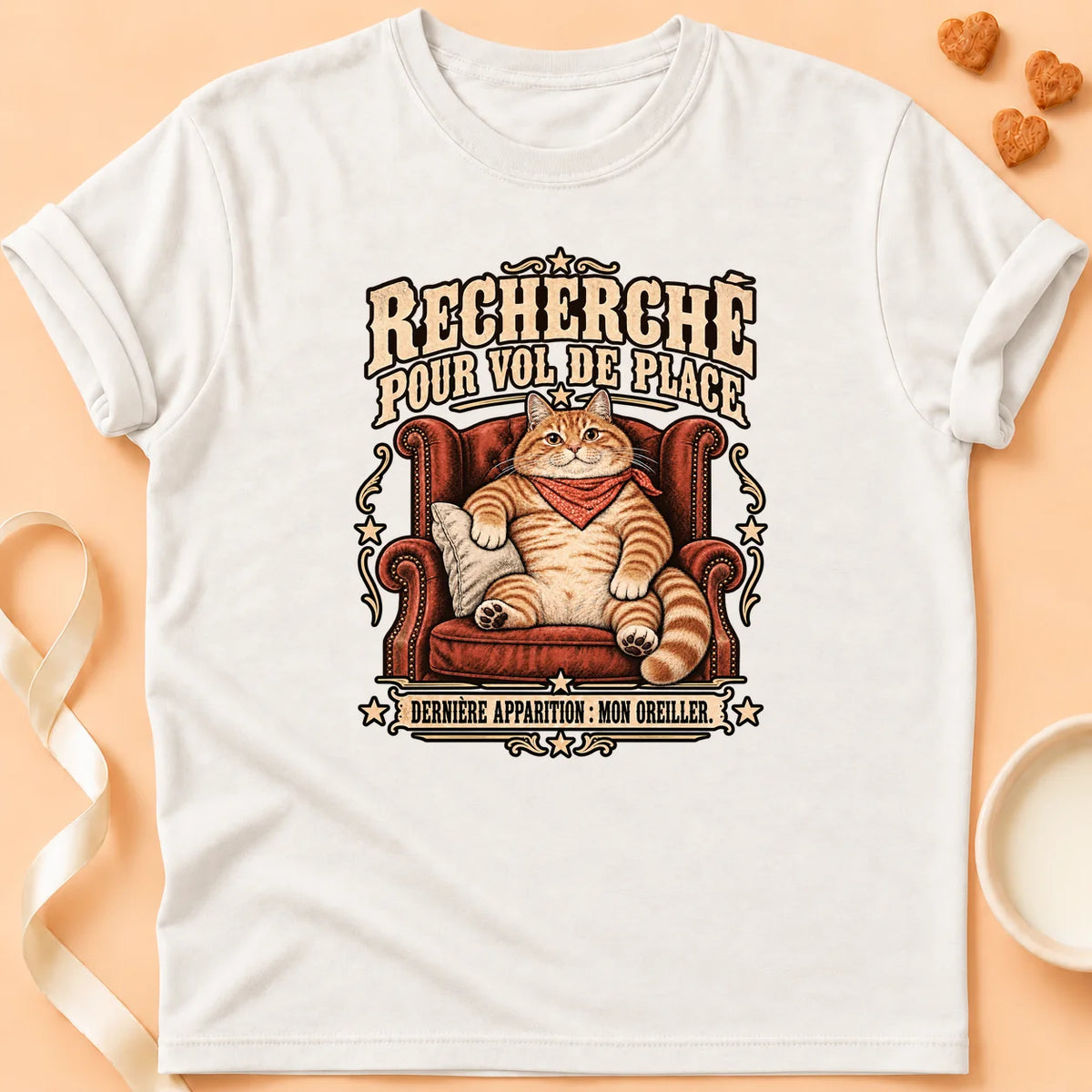 T-shirt chat Patoume – T-shirt Wanted – Blanc