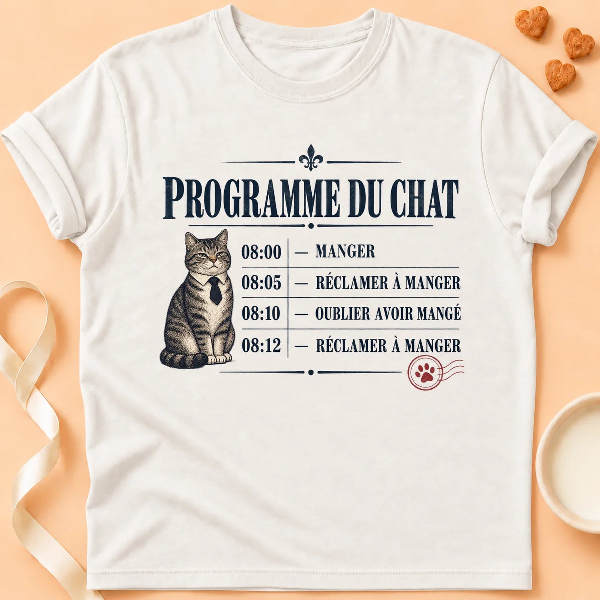 T-shirt chat Patoume – T-shirt Programme du Chat – Blanc
