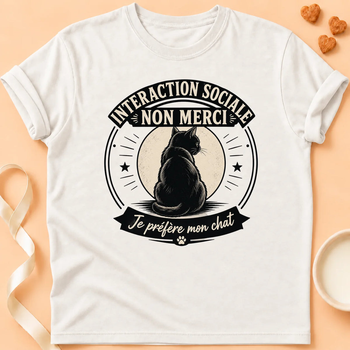 T-shirt chat Patoume – T-Shirt AntiSocial – Blanc