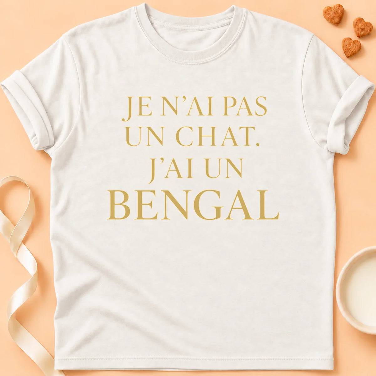 T-shirt chat Patoume – T-Shirt Bengal – Blanc