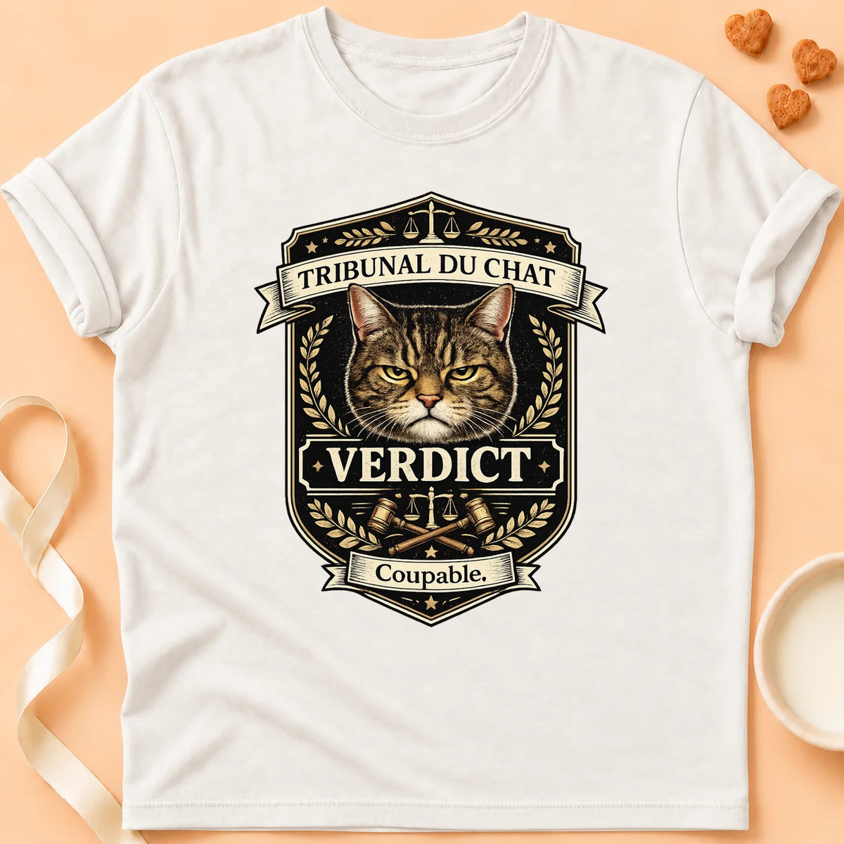 T-shirt chat Patoume – T-Shirt Tribunal – Blanc