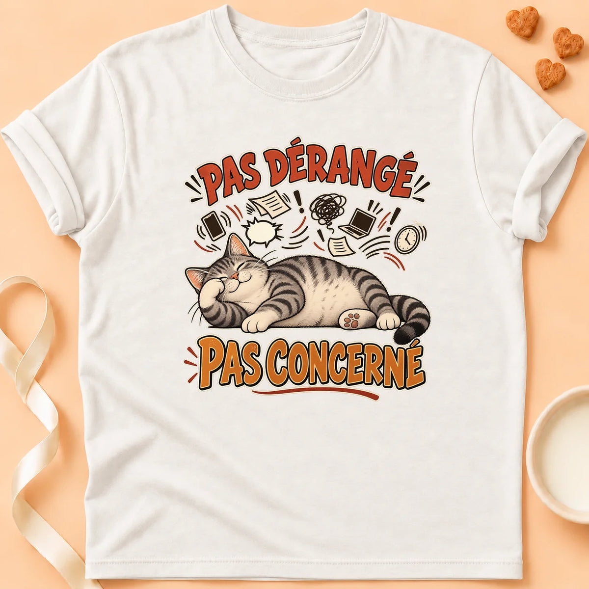 T-shirt chat Patoume – T-shirt Pas concerné – Blanc