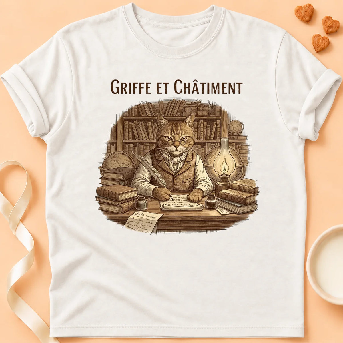 T-shirt chat Patoume – T-Shirt Châtiment – Blanc