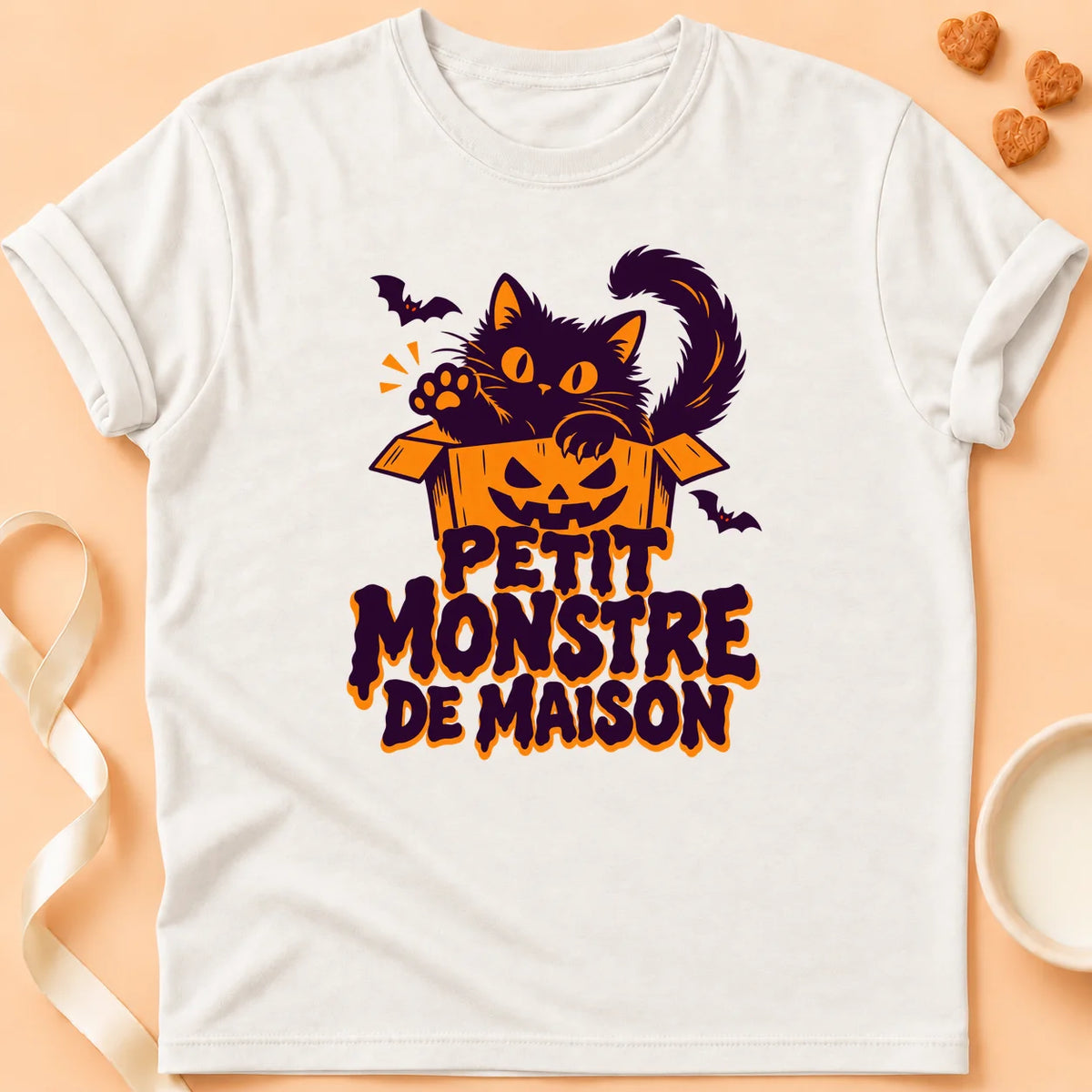 T-shirt chat Patoume – T-shirt Petit monstre – Blanc