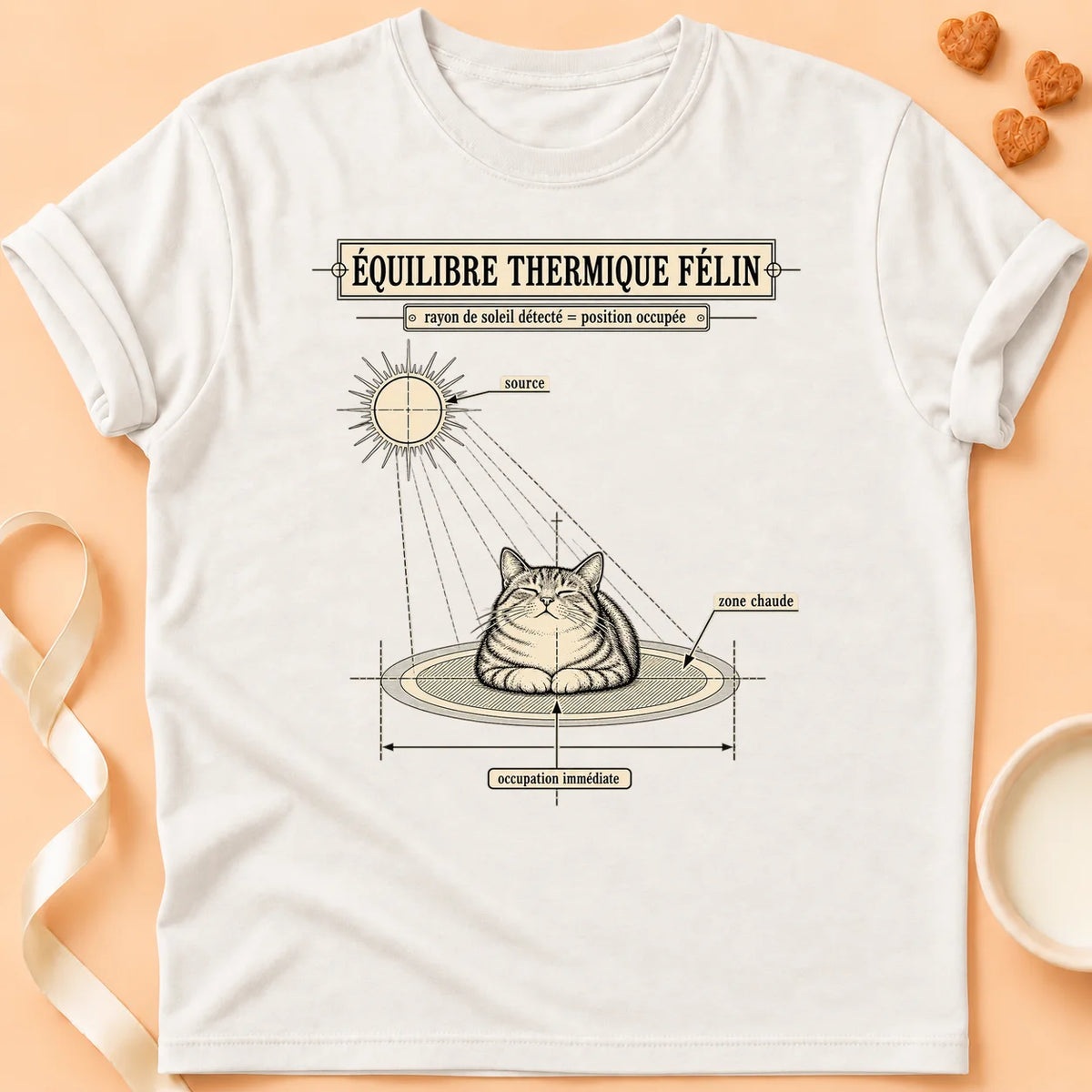 T-shirt chat Patoume – T-shirt Equilibre thermique – Blanc