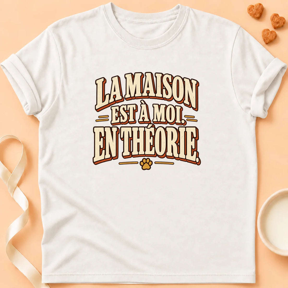 T-shirt chat Patoume – T-shirt Maison pas à moi – Blanc