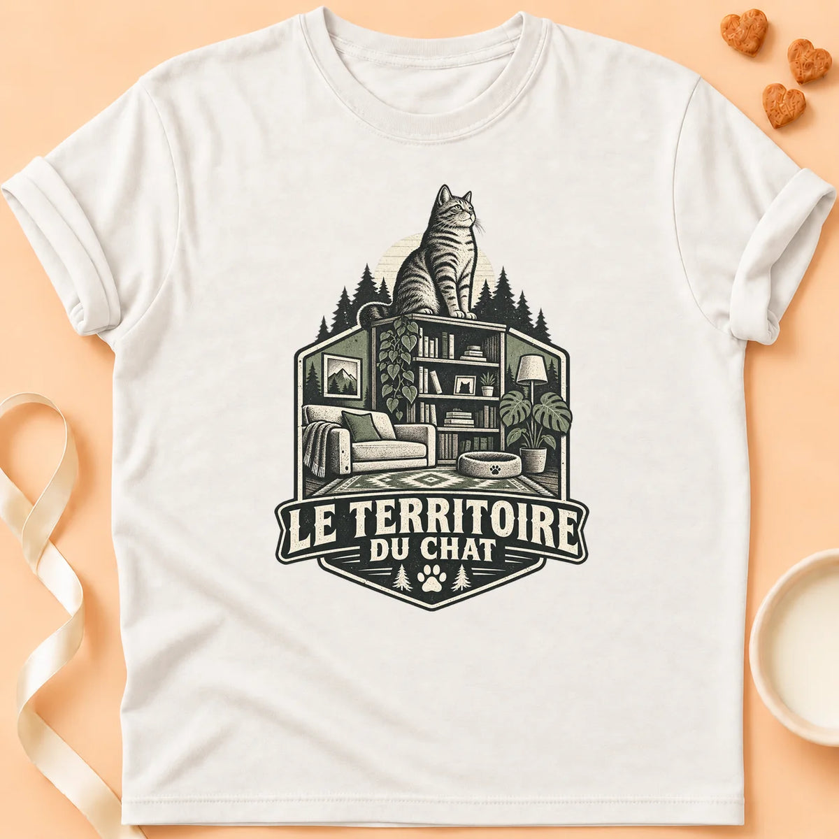 T-shirt chat Patoume – T-shirt Son territoire – Blanc