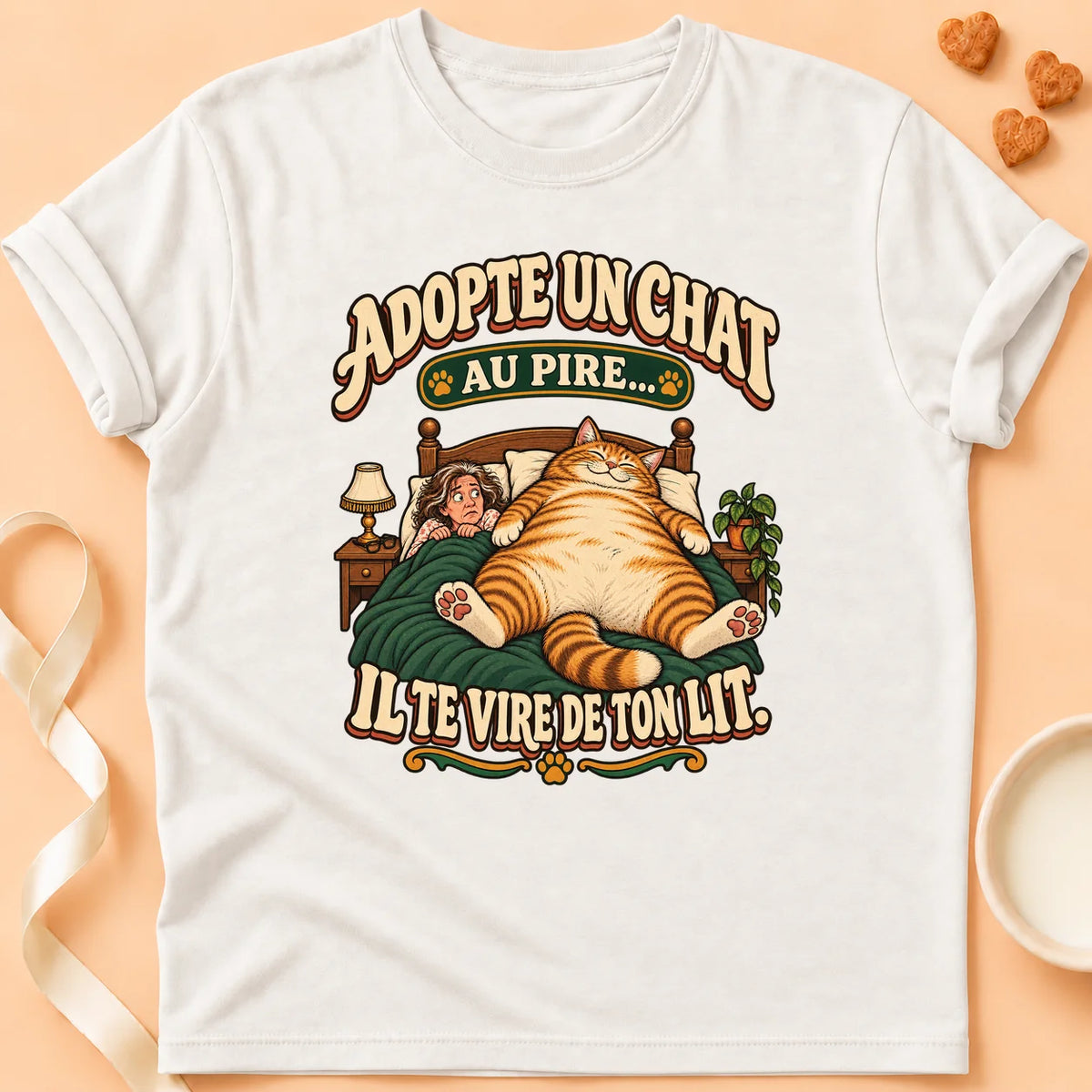 T-shirt chat Patoume – T-shirt Adopte un Chat – Blanc