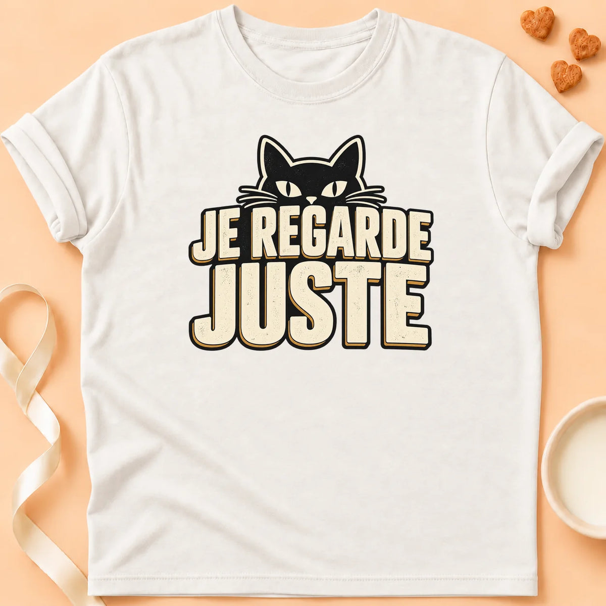T-shirt chat Patoume – T-shirt Observer – Blanc