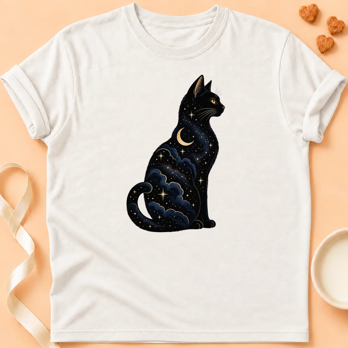 T-shirt chat Patoume – T-shirt Chat Cosmique – Blanc