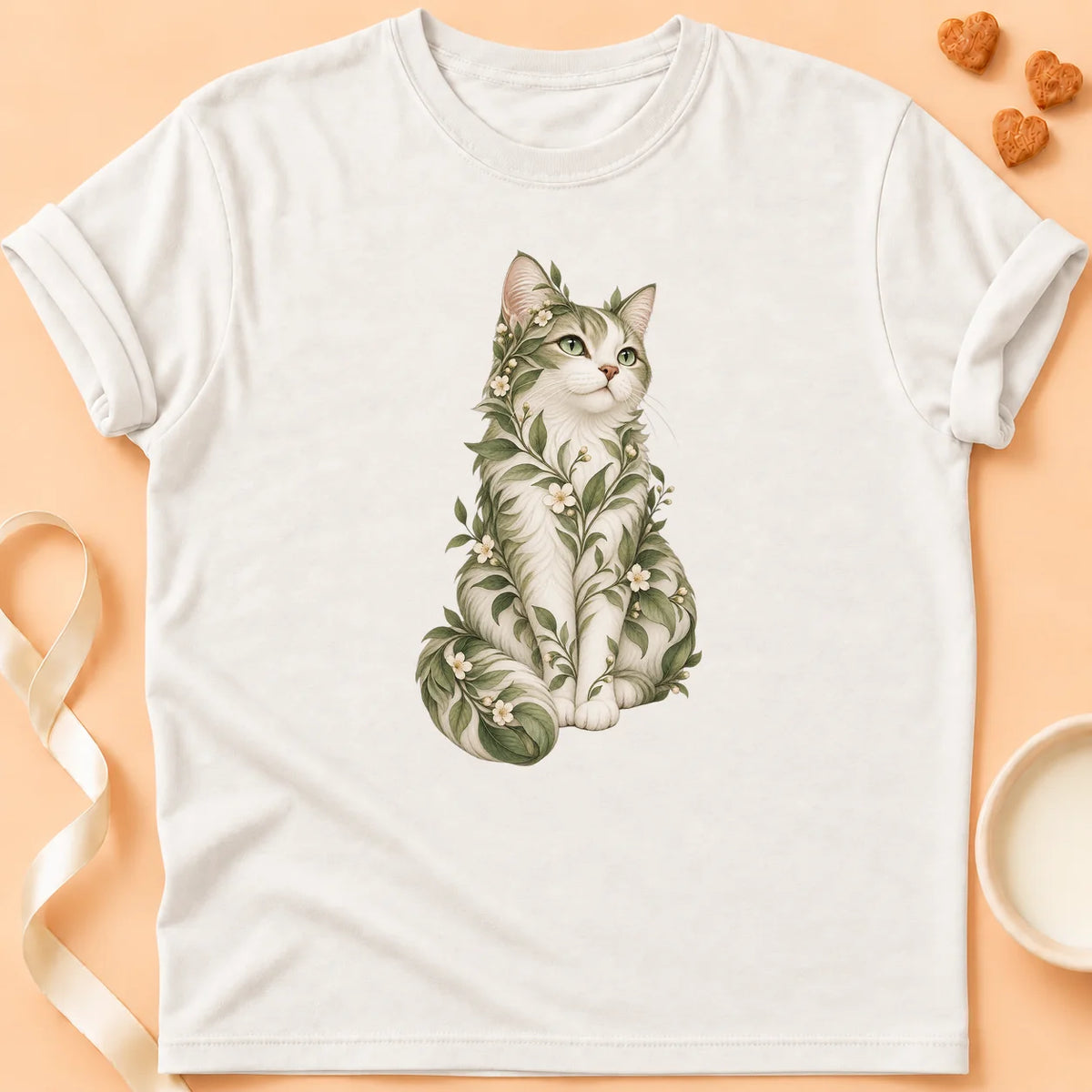 T-shirt chat Patoume – T-shirt Chat Nature – Blanc