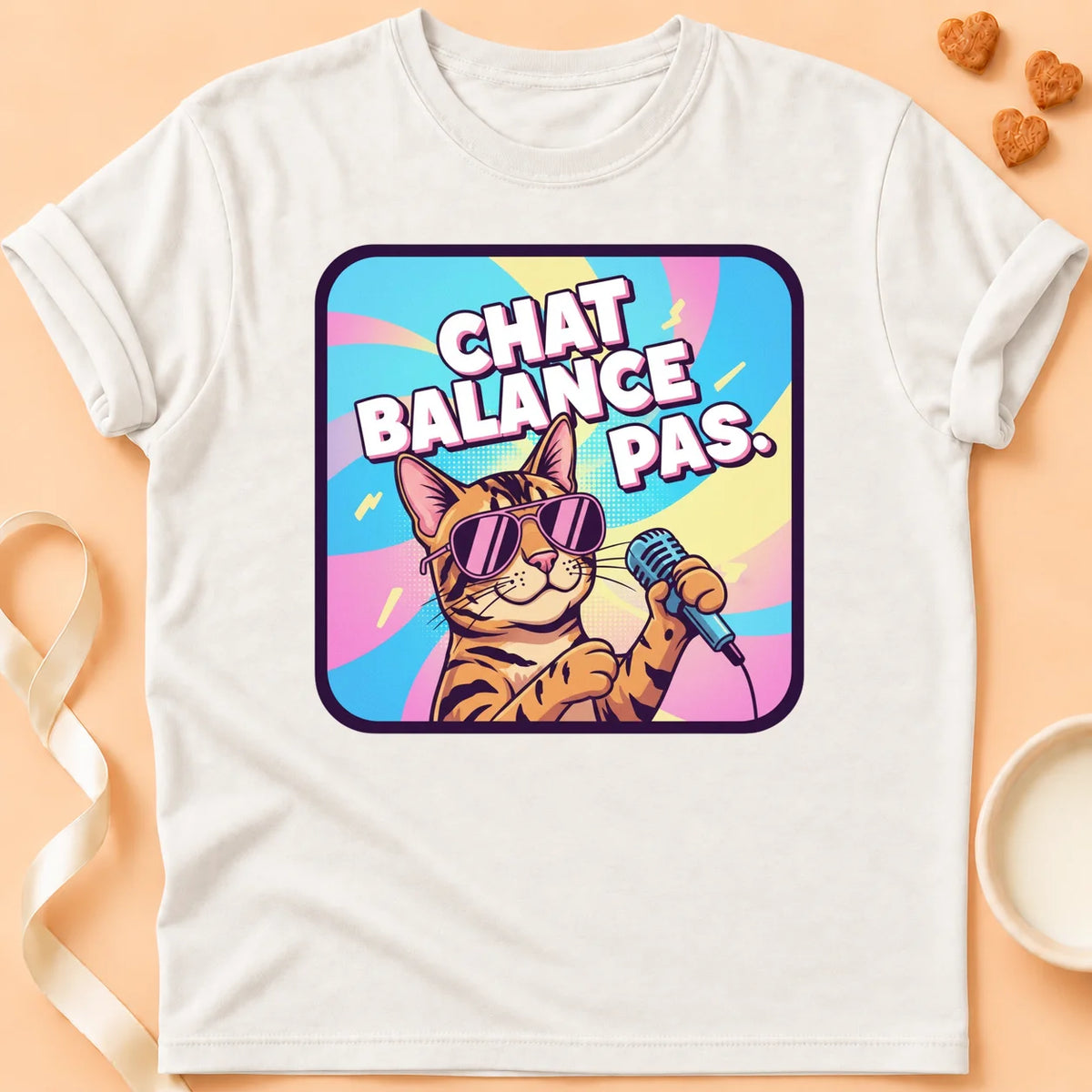 T-shirt chat Patoume – T-Shirt Balance – Blanc