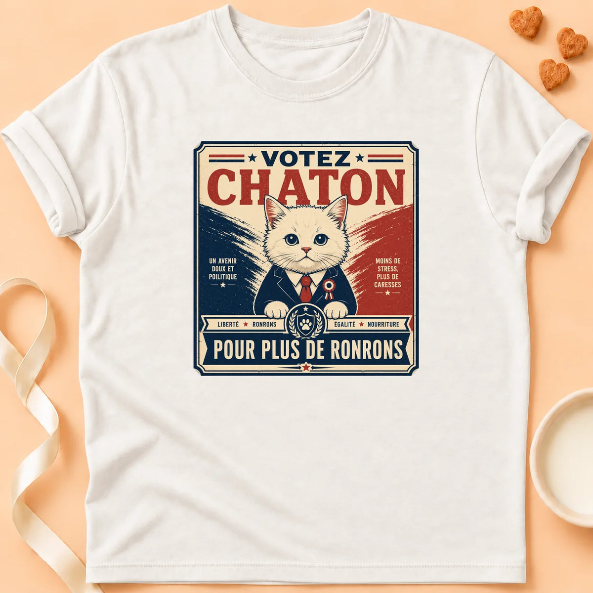 T-shirt chat Patoume – T-Shirt Vote – Blanc