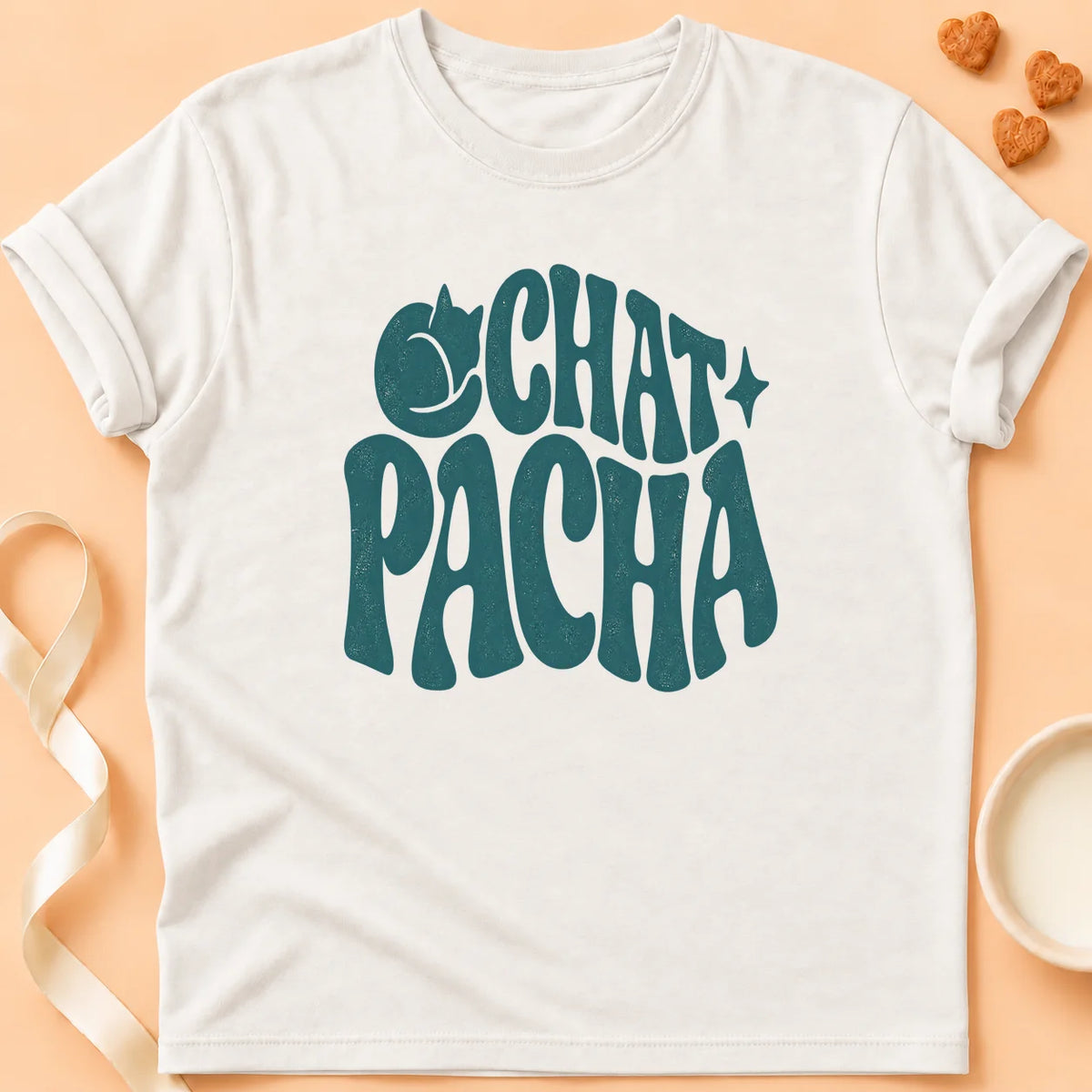 T-shirt chat Patoume – T-shirt Chat pacha – Blanc