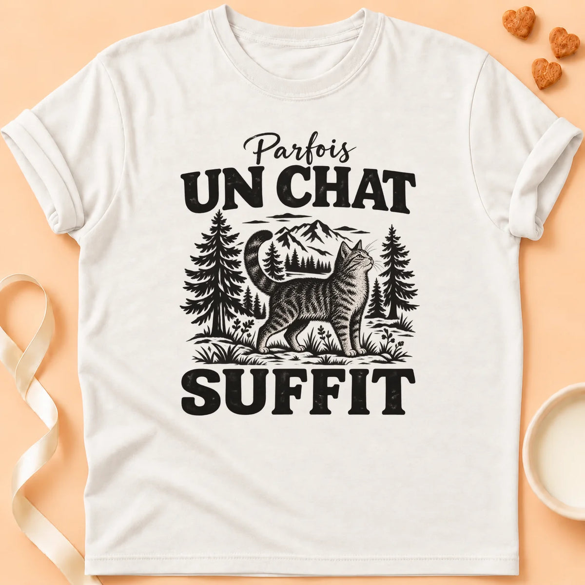 T-shirt chat Patoume – T-shirt Un Chat suffit – Blanc