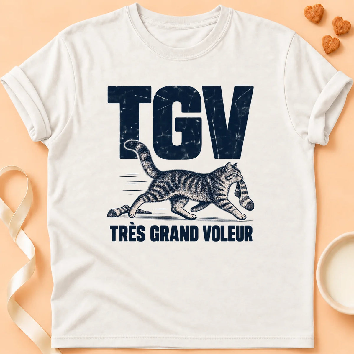 T-shirt chat Patoume – T-shirt Tgv – Blanc