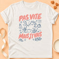 T-shirt chat Patoume – T-shirt Les pas pressés – Blanc