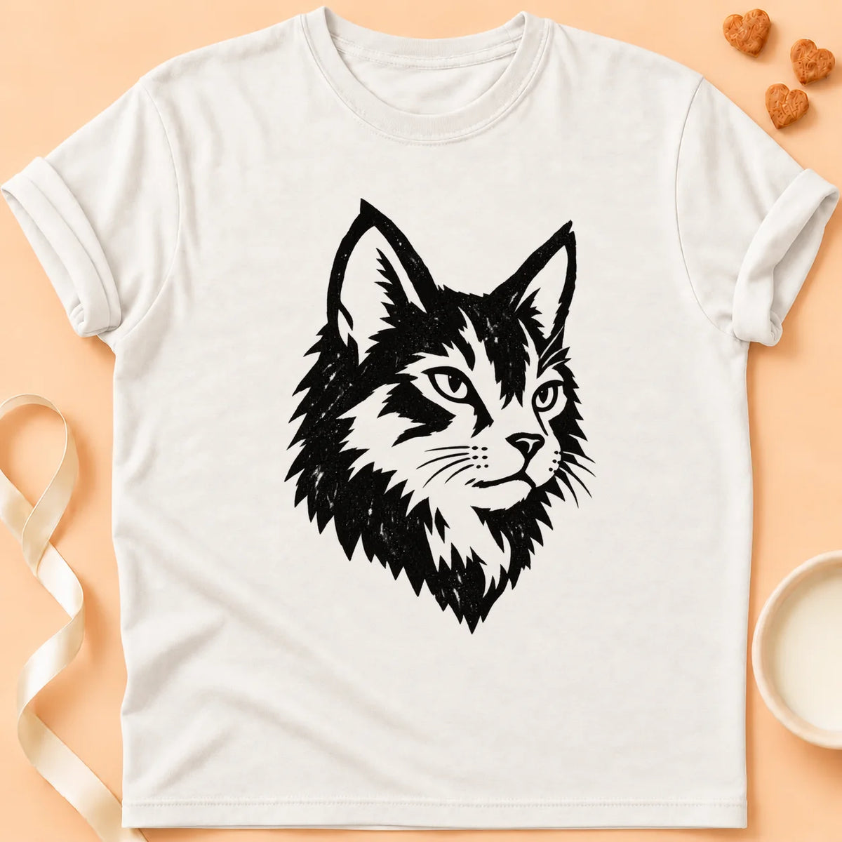T-shirt chat Patoume – T-shirt Chat timbre – Blanc