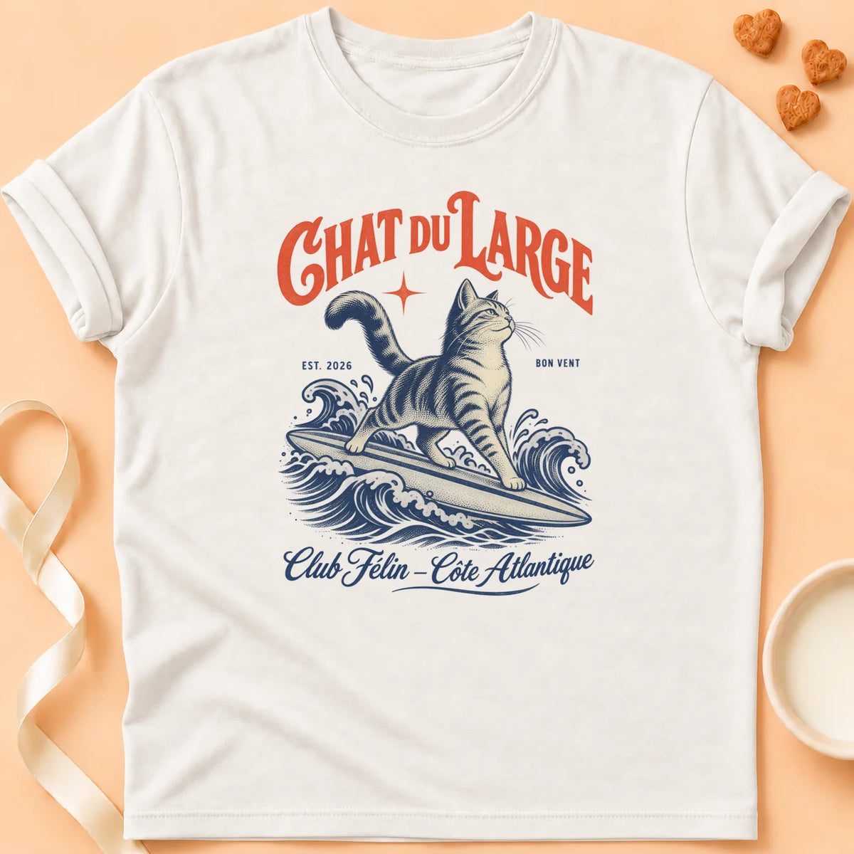 T-shirt chat Patoume – T-shirt Chat du large – Blanc