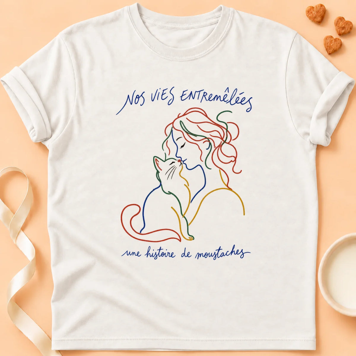 T-shirt chat Patoume – T-shirt Nos vies – Blanc