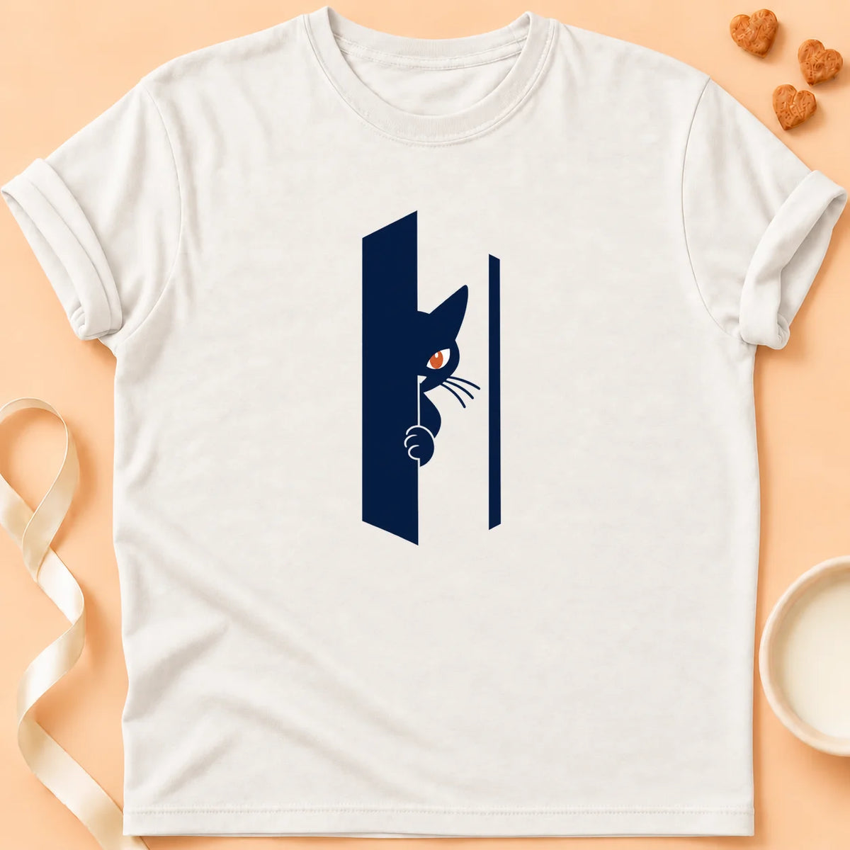 T-shirt chat Patoume – T-shirt Je passais juste voir – Blanc