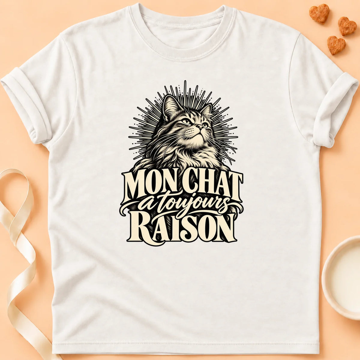 T-shirt chat Patoume – T-shirt Il a raison – Blanc