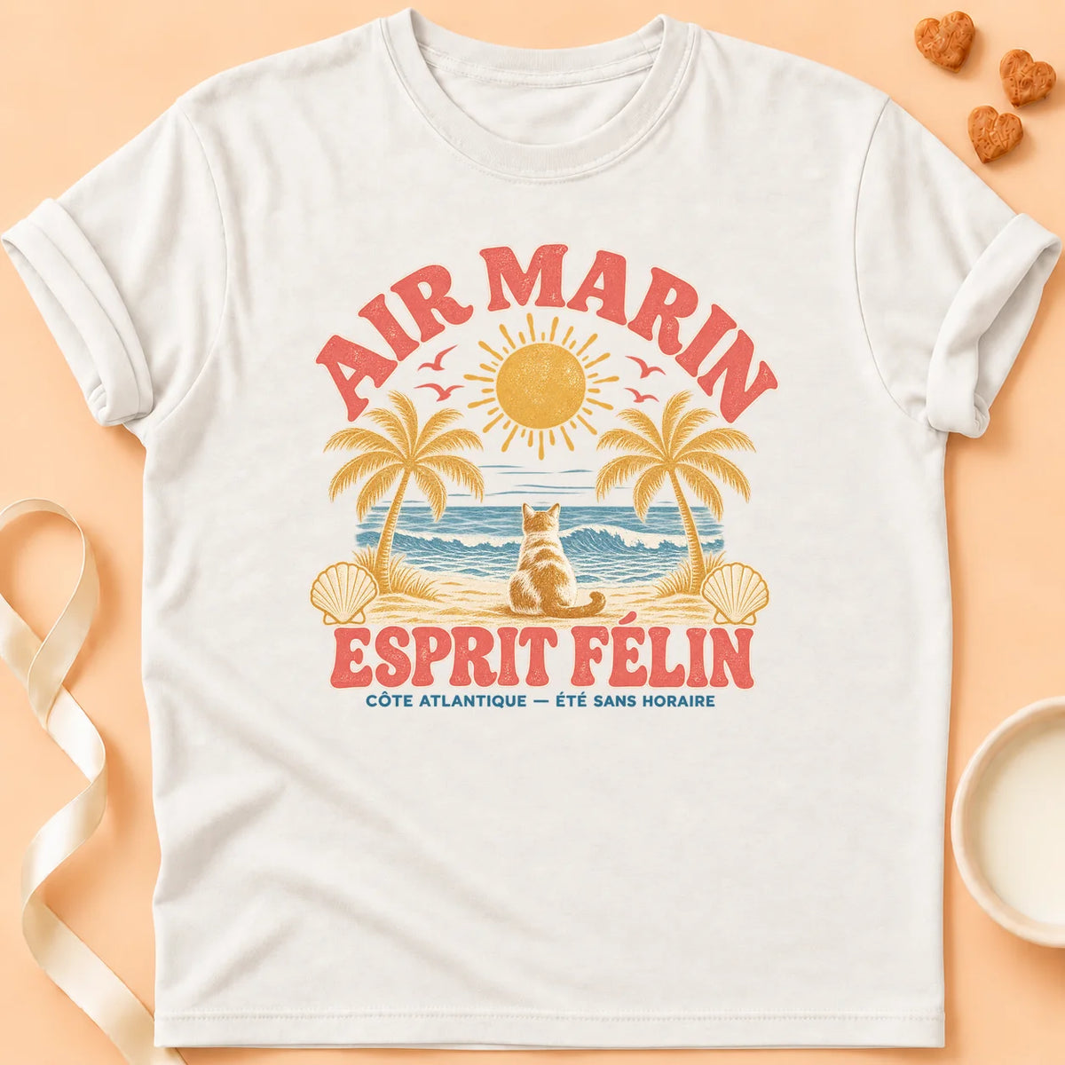 T-shirt chat Patoume – T-shirt Air marin – Blanc