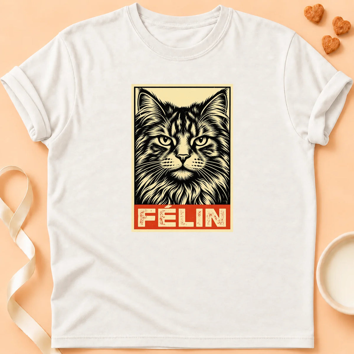 T-shirt chat Patoume – T-shirt Portrait – Blanc