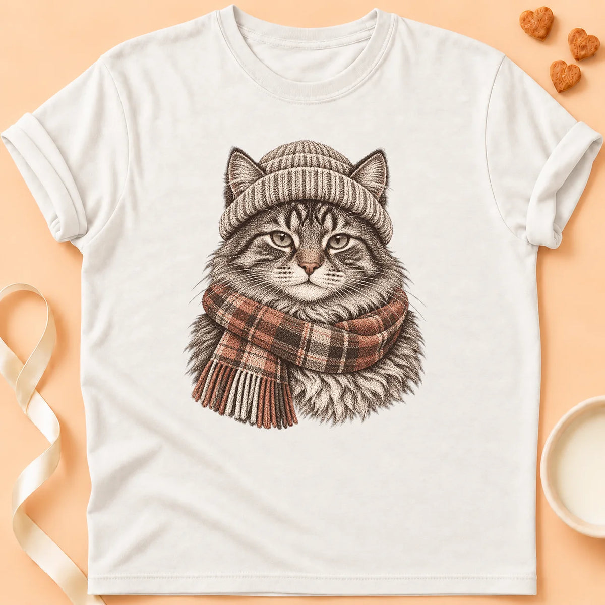 T-shirt chat Patoume – T-shirt Bonnet Chat – Blanc