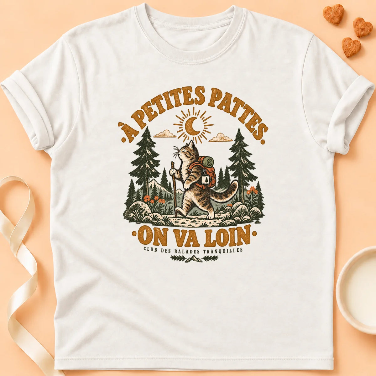 T-shirt chat Patoume – T-shirt On va loin – Blanc