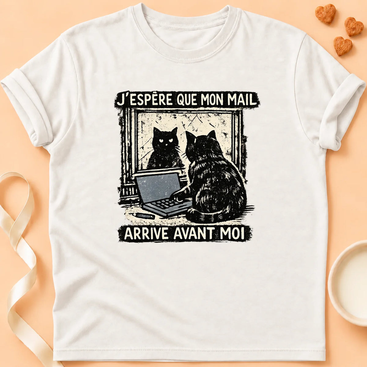 T-shirt chat Patoume – T-shirt Mon mail – Blanc