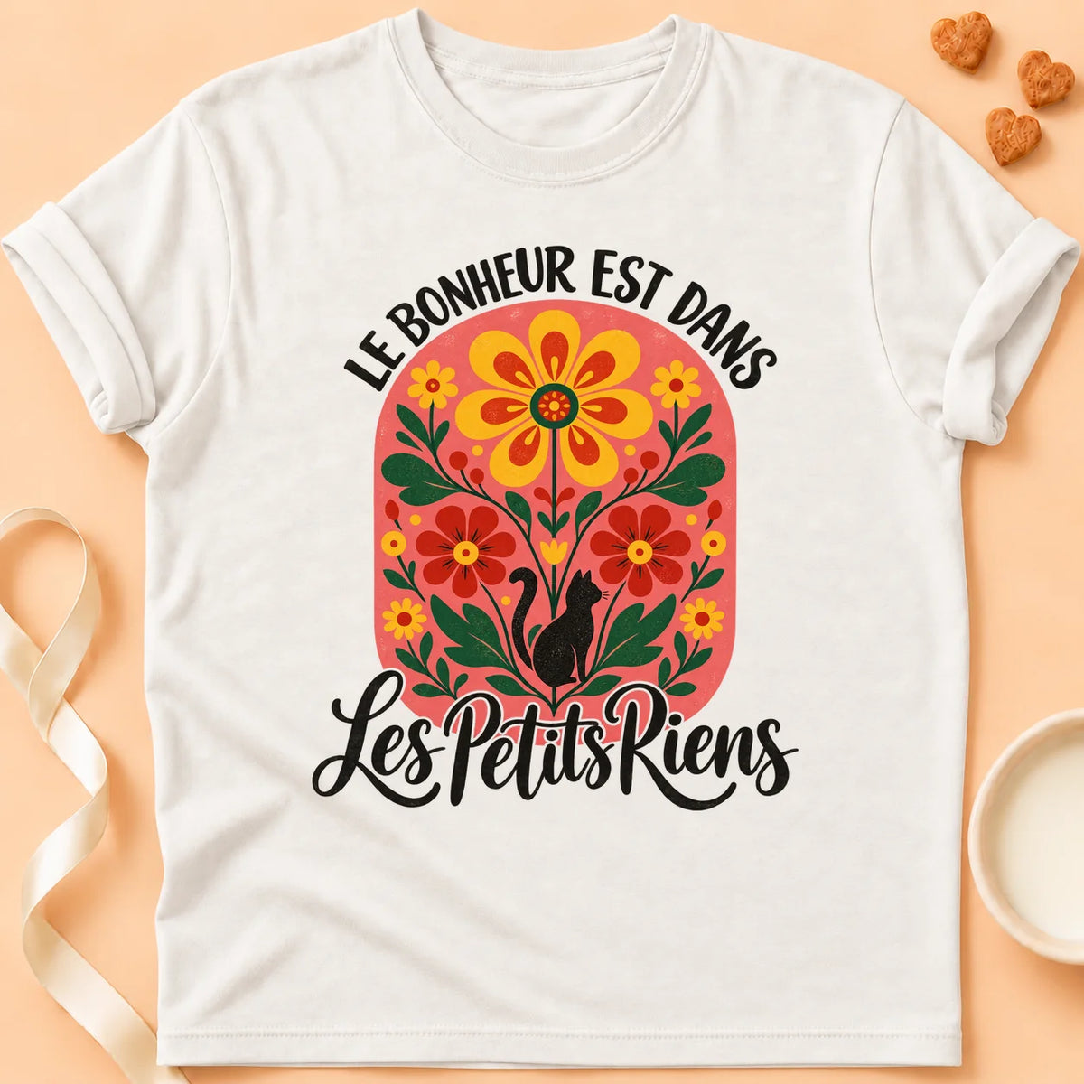 T-shirt chat Patoume – T-shirt Les petits riens – Blanc