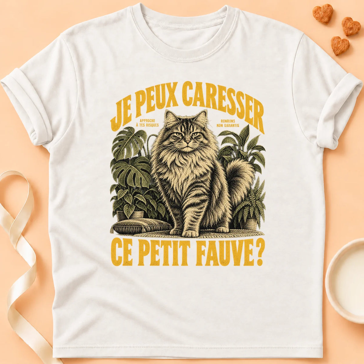 T-shirt chat Patoume – T-shirt Ce petit fauve – Blanc