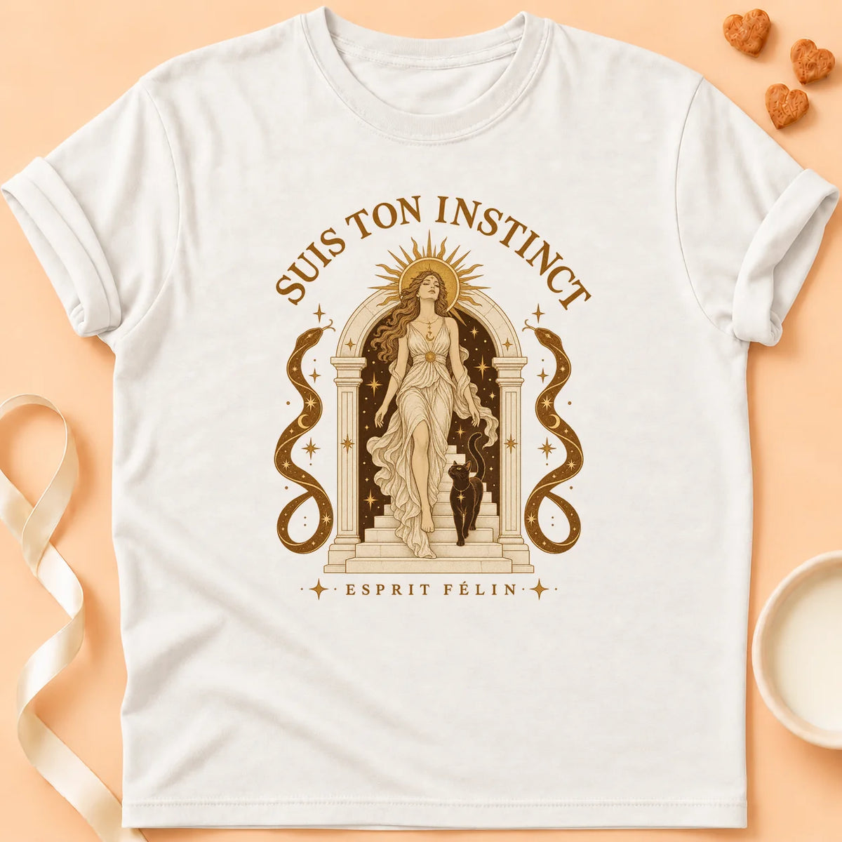 T-shirt chat Patoume – T-shirt Suis ton instinct – Blanc