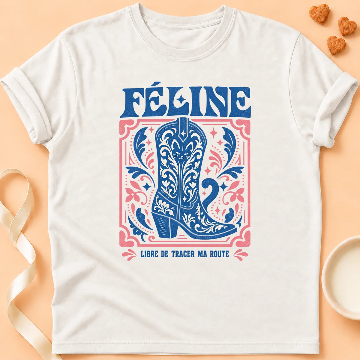 T-shirt chat Patoume – T-shirt Féline libre – Blanc