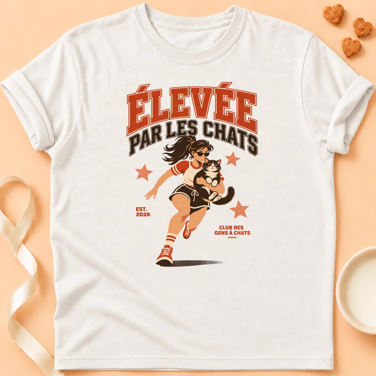 T-shirt chat Patoume – T-shirt Élevée – Blanc