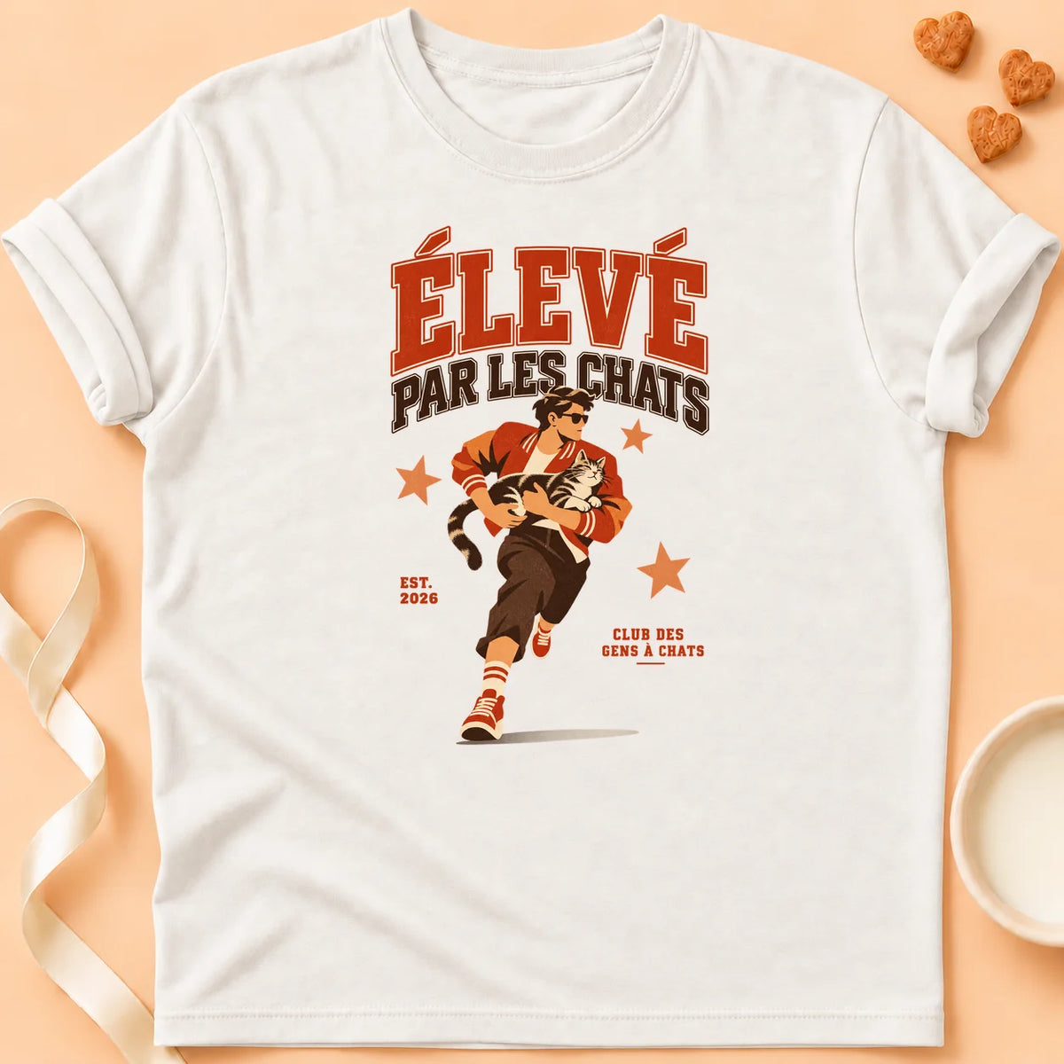 T-shirt chat Patoume – T-shirt Élevé – Blanc