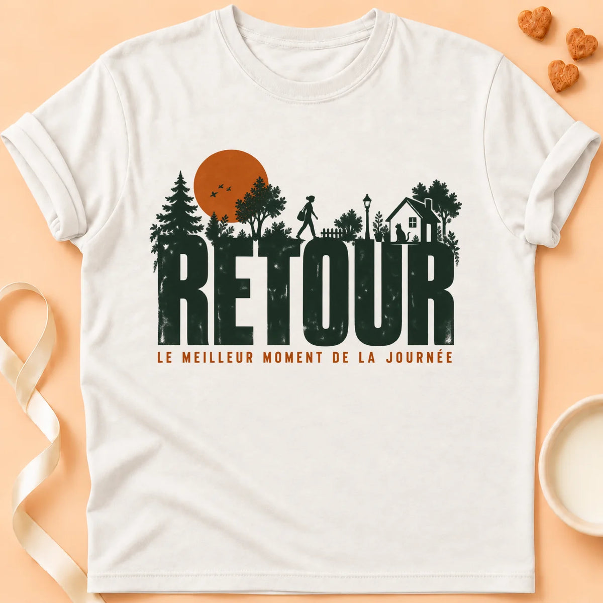 T-shirt chat Patoume – T-shirt Le retour – Blanc