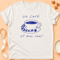 T-shirt chat Patoume – T-shirt Un café et mon chat – Blanc