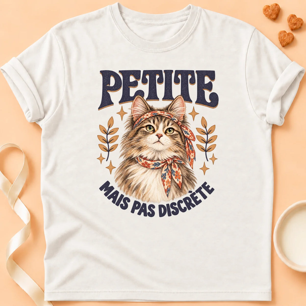 T-shirt chat Patoume – T-shirt Pas discrète – Blanc
