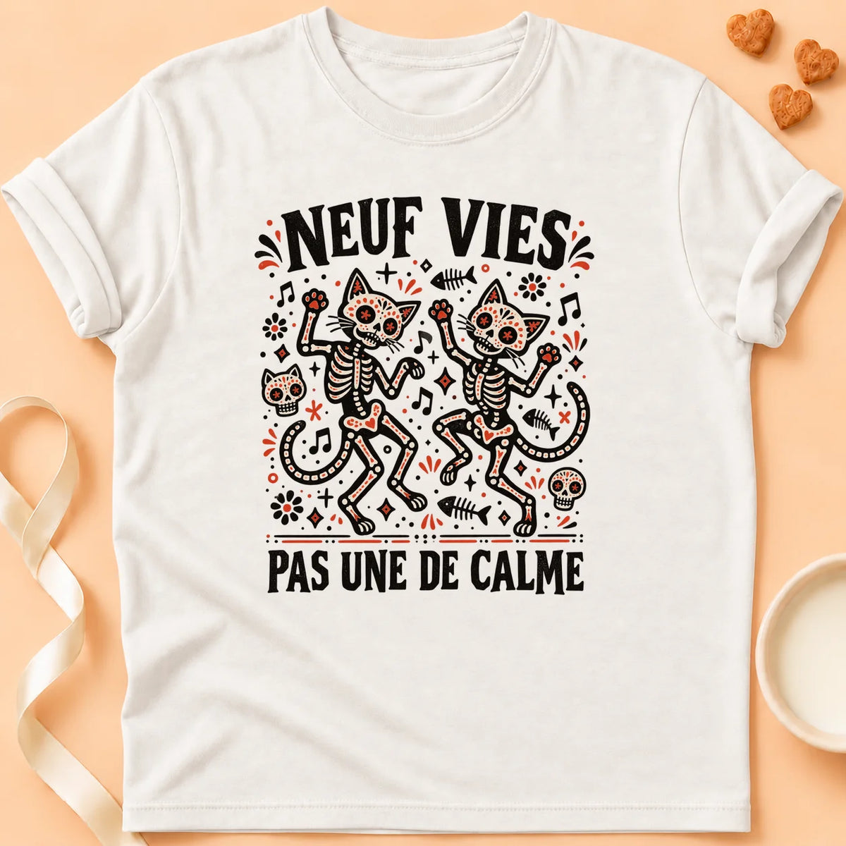 T-shirt chat Patoume – T-shirt Neuf vies – Blanc