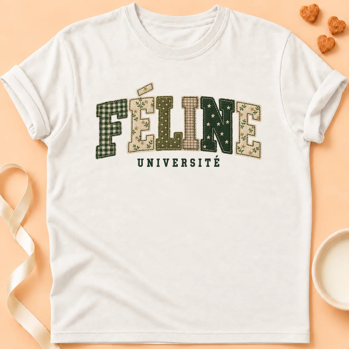 T-shirt chat Patoume – T-shirt Université – Blanc